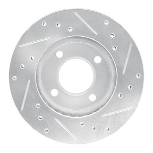 Dodge COLT Brake Rotor (1) - Front Left - R1 Concepts - Drilled & Slotted - Silver - `92-`00
